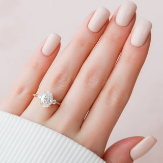 2.0CT Oval Cut Three Stone Diamond Moissanite Engagement Ring