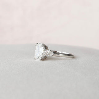 3.5ct Oval Three Stone Cathedral Moissanite Diamond Engagement Ring
