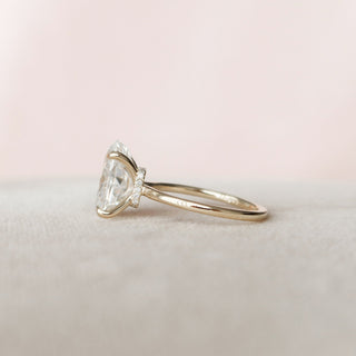 4.0CT Oval Hidden Halo Moissanite Diamond Engagement Ring