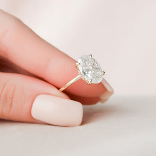 4.0CT Oval Hidden Halo Moissanite Diamond Engagement Ring