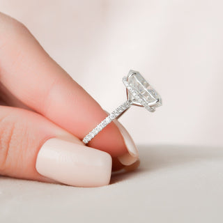 5.0CT Oval Cut Hidden Halo Pave Moissanite Diamond Engagement Ring