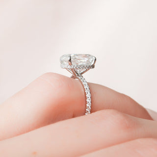 5.0CT Oval Cut Hidden Halo Pave Moissanite Diamond Engagement Ring