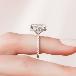 5.0CT Oval Cut Hidden Halo Pave Moissanite Diamond Engagement Ring