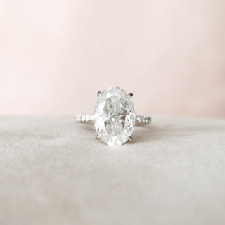 5.0CT Oval Cut Hidden Halo Pave Moissanite Diamond Engagement Ring