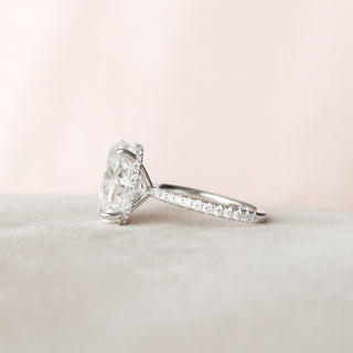 5.0CT Oval Cut Hidden Halo Pave Moissanite Diamond Engagement Ring