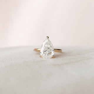 2.50CT Pear Cut Hidden Halo Solitaire Moissanite Diamond Engagement Ring