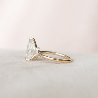 2.50CT Pear Cut Hidden Halo Solitaire Moissanite Diamond Engagement Ring