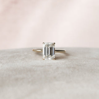 4.0CT Emerald Cut Hidden Halo Cathedral Moissanite Diamond Engagement Ring