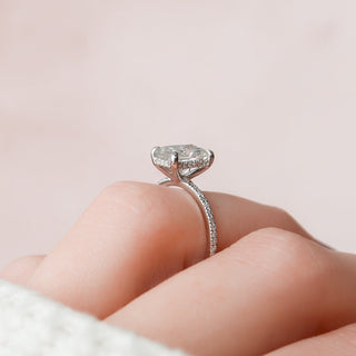2.0CT Radiant Hidden Halo Pave Moissanite Diamond Engagement Ring