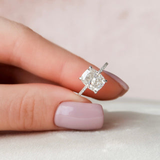 Gorgeous 2.50ct cushion hidden halo moissanite ring front view