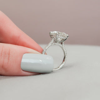 5.0CT Round Brilliant Hidden Halo Micro Pave Diamond Moissanite Engagement Ring