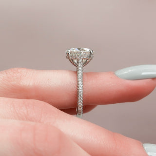5.0CT Round Brilliant Hidden Halo Micro Pave Diamond Moissanite Engagement Ring