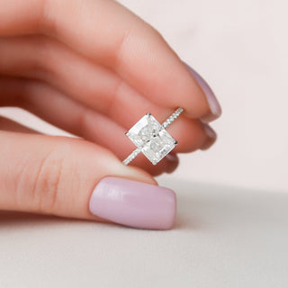3.50CT Radiant Cut Hidden Halo Pave Diamond Moissanite Engagement Ring
