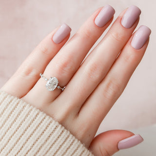 2.0CT Oval Cut Petite Pave  Moissanite Diamond Engagement Ring
