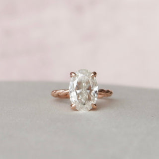 3.50CT Oval Hidden Halo Twisted Moissanite Diamond Engagement Ring