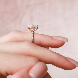 3.50CT Oval Hidden Halo Twisted Moissanite Diamond Engagement Ring