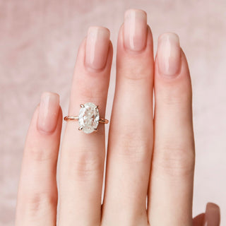 3.50CT Oval Hidden Halo Twisted Moissanite Diamond Engagement Ring