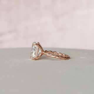 3.50CT Oval Hidden Halo Twisted Moissanite Diamond Engagement Ring