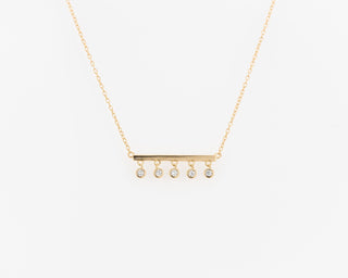 Bezel set Round Cut Diamond Bar Necklace for Her