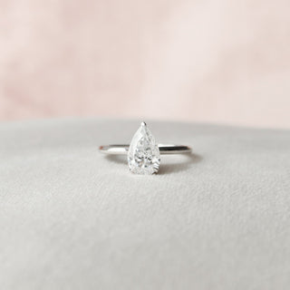 1.50CT Pear Hidden Halo Solitaire Moissanite Diamond Engagement Ring