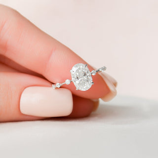 2.0CT Oval Cut Petite Pave  Moissanite Diamond Engagement Ring