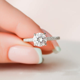 1.50CT Round Brilliant Cut 3 Side Pave Diamond Moissanite Engagement Ring