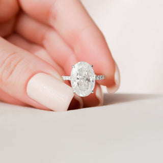 5.0CT Oval Cut Hidden Halo Pave Moissanite Diamond Engagement Ring