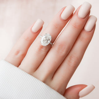 5.0CT Oval Cut Hidden Halo Pave Moissanite Diamond Engagement Ring