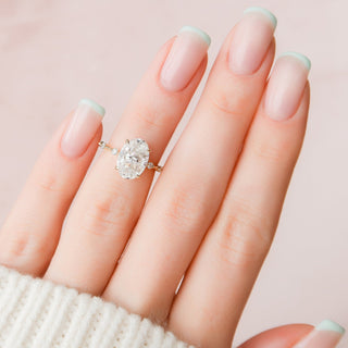 3.0CT Oval Cut Petite Pave Diamond Moissanite Engagement Ring
