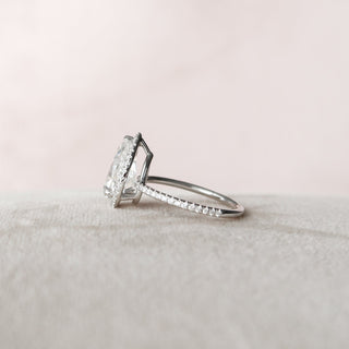2.50CT Pear Cut Halo Pave Moissanite Diamond Engagement Ring