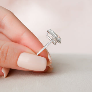 2.50CT Pear Cut Halo Pave Moissanite Diamond Engagement Ring