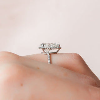 2.50CT Pear Cut Halo Pave Moissanite Diamond Engagement Ring