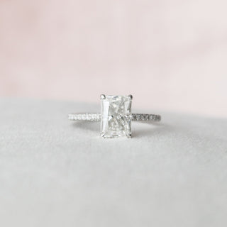2.0CT Radiant Cut Hidden Halo Pave Moissanite Diamond Engagement Ring