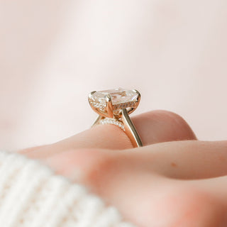 3.0 CT Emerald Cut Solitaire Moissanite Engagement Ring top view