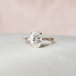 2.0CT Oval Cut Petite Pave  Moissanite Diamond Engagement Ring
