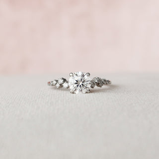 Brilliant 1.0ct round hidden halo moissanite ring overhead view