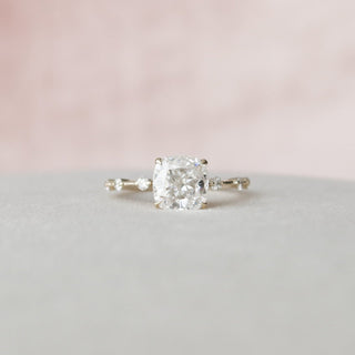 2.0CT Cushion Cut Pettite Pave Moissanite Diamond Engagement Ring