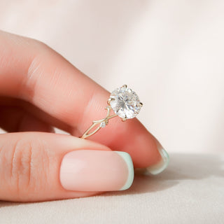 2.50ct Round Brilliant Twig Nature Inspired Moissanite Diamond Engagement Ring