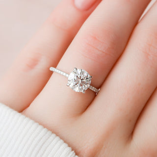 2.0CT Round Brilliant Cut Hidden Halo Pave Moissanite Diamond Engagement Ring