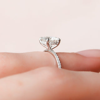 2.0CT Round Brilliant Cut Hidden Halo Pave Moissanite Diamond Engagement Ring