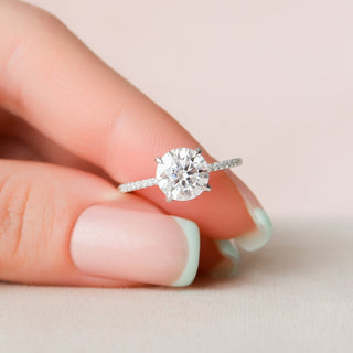 2.0CT Round Brilliant Cut Hidden Halo Pave Moissanite Diamond Engagement Ring