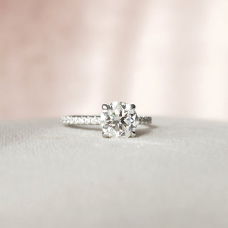 2.0CT Round Brilliant Cut Hidden Halo Pave Moissanite Diamond Engagement Ring