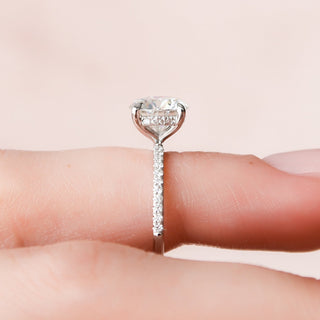 2.0CT Round Brilliant Cut Hidden Halo Pave Moissanite Diamond Engagement Ring