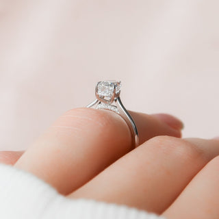 1.50CT Pear Hidden Halo Solitaire Moissanite Diamond Engagement Ring