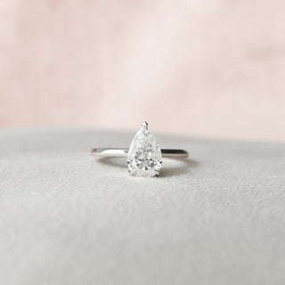 1.50CT Pear Hidden Halo Solitaire Moissanite Diamond Engagement Ring