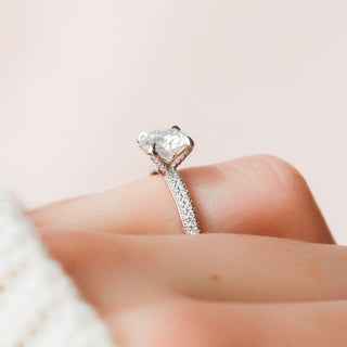 1.50CT Round Brilliant Cut 3 Side Pave Diamond Moissanite Engagement Ring