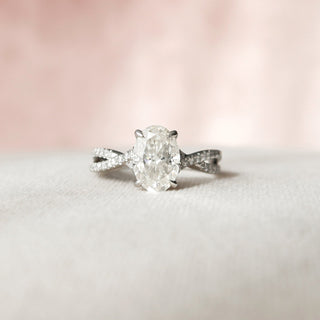 1.50CT Oval Cut Hidden Halo Split Shank Diamond Moissanite Engagement Ring