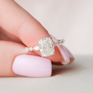 Bold 2.50ct cushion hidden halo moissanite ring front view