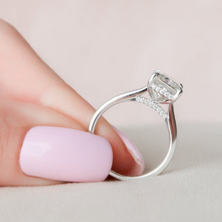4.0CT Radiant Cut Hidden Halo Solitaire Moissanite Diamond Engagement Ring