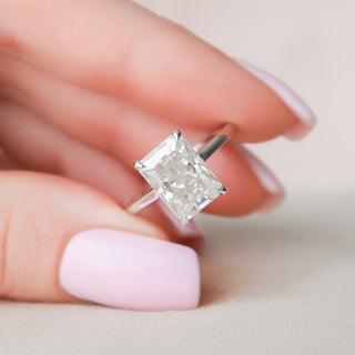 4.0CT Radiant Cut Hidden Halo Solitaire Moissanite Diamond Engagement Ring